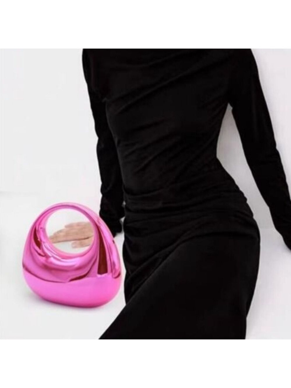 Pink Acrylic Evening Clutch for Women – Metallic Moon Design Party Purse
